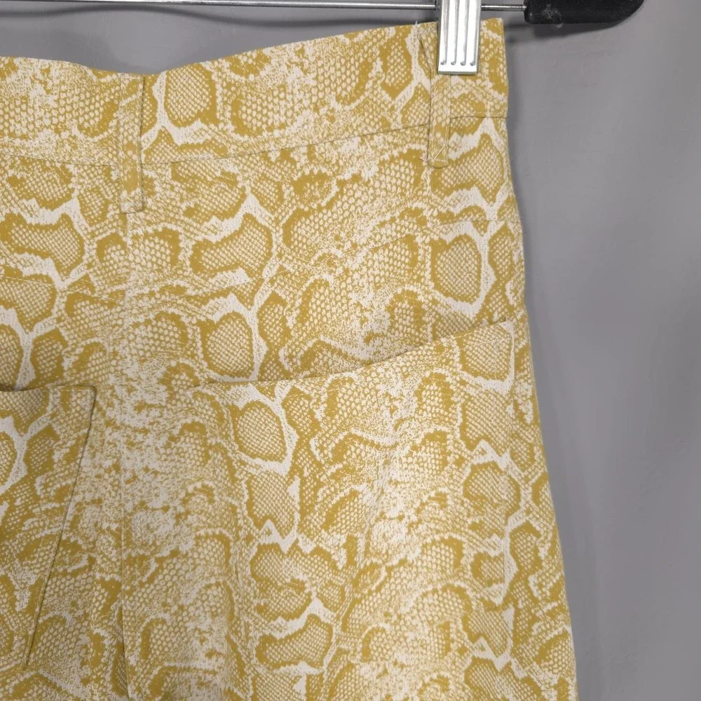 NANUSHKA Women's Wide Leg Snakeskin‎ Pants XS Yellow Relaxed Viscose Trousers